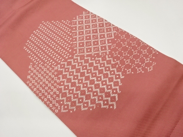 JAPANESE NAGOYA OBI / EMBROIDERY / GEOMETRIC